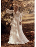 Ivory 3D Lace Tulle Unique Beaded Wedding Dress